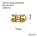 Macro shot of 15mm gold-plated hollow bead with black zircons and size specifications - P02104 Hollow Column Bead