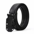 Cintura hombre cuero negro hebilla automática negocios ocio piel de vaca imagen principal - Estilo 5 Logotipo de Coche Negro