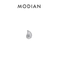 S925 sterling silver paisley teardrop stud earring with clear sparkling zirconia stone - Teardrop Shape - Silver (RHE961S)