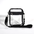 Transparent PVC crossbody bag with black trim and adjustable strap for travel use - Black