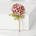 Elegant floral hydrangea brooch with colorful enamel petals and sparkling white rhinestones - Pink White