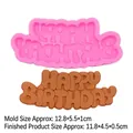 Roze siliconen Happy Birthday vorm met afmetingen voor fondant en chocolade taartdecoratie - Stijl 2-Ronde Letters / Roze