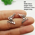 Silberner Schmetterlingsanhänger aus Metall für DIY-Schmuck mit Hohlmuster 20x15mm - 6# Hohler Schmetterling