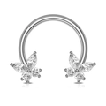 Silver horseshoe septum ring with sparkling butterfly zircon butterfly accents - Silver Butterfly Zirconia