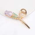 Elegant gold alloy shark hair clip featuring a purple tulip flower for women - HS02676 Purple