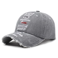 Gewaschene graue Vintage-Baseballkappe mit Distressed-Details und Buchstabenstickerei - Grau