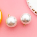 White spherical pearl pendant with gold metal cap for DIY jewelry and bracelets - 20mm KC Gold Round