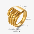 Anillo ajustable de acero inoxidable dorado con diseño único de palma de mano de calavera - Anillo de Palma / Dorado