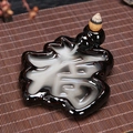 Artistic black ceramic backflow incense burner shaped like Chinese character for Xiang - Blessing Character