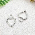 Silver hollow heart pendants for DIY jewelry making and keychain accessories - Heart Cutout (11.3x14.3mm)