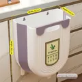 Hangende opvouwbare keukenafvalbak in wit en paarsroze voor kastdeuren in de keuken - Groot / Paars Wit