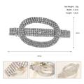 Pince à cheveux argentée avec strass montrant les dimensions 8,3 cm de large et 3,8 cm - Style Argenté (HS-J6496)
