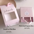 Pink baby gift boxes with transparent windows and ribbon handles for hairband sets - Default Small Lu Box