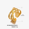 Anillo ajustable de acero inoxidable dorado con un diseño cruzado irregular de varias capas - Dorado