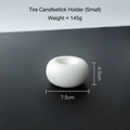 Minimalist white ceramic tire candle holder in small size for romantic table decor - Unglazed Tire Candle Holder Small