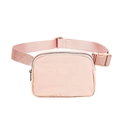Adjustable pink nylon waist bag with waterproof fabric and heavy-duty plastic buckle - Coral Pink