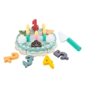 Wooden toy birthday cake set in mint green with candles and cutting spatula - Wooden Birthday Cake Cut Set
