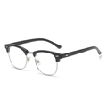 Retro-Sonnenbrille mit Halbrahmen in Schwarz und Silber mit dekorativen Metallnieten - Matt Schwarz Silber Klar C21