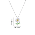 Collana in acciaio al titanio con margherita e zircone, dimensioni 23,8mm per 14,9mm - Collana Girasole Argento (Centro Giallo Petali Bianchi) / Argento