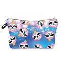 Detail of cartoon sloth makeup bag featuring gradient colors and durable side strap - Crown Sloth Blue Gradient (hzb953)