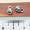 Silver flower bud bead pendants for jewelry making shown next to a metric ruler - Rose Bud Bail Connector