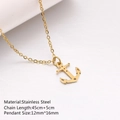 Collier en acier inoxydable doré avec un pendentif ancre nautique poli pour femme - Ancre / Or