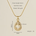 18K gold plated stainless steel double layer zircon water drop necklace in golden finish - Water Drop / White