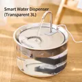 Fuente de agua automática 3L de acero inoxidable con tanque transparente para gatos - Acero Inoxidable/PC Transparente / Transparente 3L