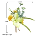 Artificial wedding boutonniere with yellow flowers and hemp rope wrap, size 15x12cm - Lemon Green