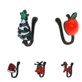 5-piece non-piercing U-shaped Christmas nose clips with festive enamel charms - Black Christmas Theme Set / 5-Piece Set / Black Multicolor