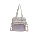 Off-white large capacity ita bag with transparent display layer and adjustable strap - White
