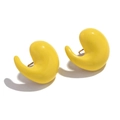 Modern 18K gold-plated stainless steel comma studs with bright yellow enamel finish - Comma Tail Enamel Stud Earrings - Yellow