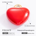 Red heart-shaped stainless steel pendant with dimensions and crystal detail - Red Heart Pendant (PJ91047F)