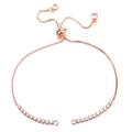 Elegant rose gold slider bracelet with sparkling round-cut cubic zirconia crystals - Bracelet: 54