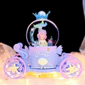 Luminous Mermaid carriage crystal ball music box with purple shell and pearl base decoration - MA Large 100 Snowfall + Inner Rotation + Light / 2206 Lying Position (Mermaid)