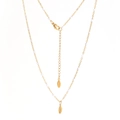 Golden stainless steel feather pendant necklace with white seed beads and lobster clasp - White (XN311-white)
