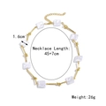 Gold multi-layer irregular baroque pearl necklace with knotted metal tube details - Twisted Bar Stitching Square Pearl Necklace (N2209-1)