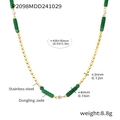 Detailansicht der Jade-Perlenkette mit 430+50mm Länge und Edelstahl-Spezifikationen - P2098-Grüne Dongling Jade