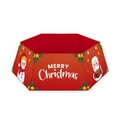 Falda roja hexagonal para árbol de Navidad con Papá Noel, muñeco de nieve y lentejuelas - 04-Ilustración de Dibujos Animados Roja