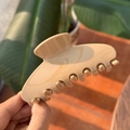 Close-up of a glossy beige hair claw clip held by hand in natural sunlight - Brown Coffee - 7 Teeth Claw