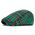 Classic green plaid flat cap for men and women featuring red and white checkered patterns - Adjustable (56-61cm) / Army Green Plaid