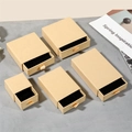 Kraft paper jewelry drawer boxes with black velvet lining in multiple storage sizes - Light Kraft