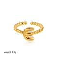 18K gold plated beaded open ring with letter E charm for women, adjustable bubble design - Letter E Style (T249_5)