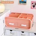 Pink-orange desk organizer with 6 compartments and 2 white drawers measuring 10x26x16cm - Standard Storage Box / Pink