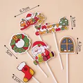 10-piece Christmas cake topper set with Santa and reindeer on pink background - 10 Sets / Santa Crystal Ball Topper Kit