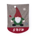 Weihnachts-Stuhlhussen mit grauem Gnom, SNOW-Stickerei und rotem Plüschbesatz - Grüner Gnom-SNOW Stil