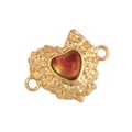 18K gold plated copper heart connector with lava texture and gradient crystal inlay - Lava Heart Chameleon Gold
