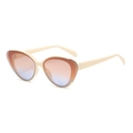 Fashionable cream cat-eye sunglasses with brown to blue gradient lenses in a slim frame - C03 Beige (Brown-Blue Gradient Lens)