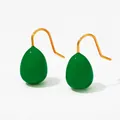 Minimalist green enamel teardrop earrings with elegant golden hooks for women - Green (KDE1548)