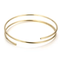 Minimalist double spiral gold-plated stainless steel open bangle bracelet with a sleek finish - Double Layer Spiral Bangle (KLJ5730-Z) / Gold Color (KLJ5730-Z)